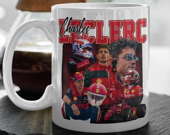 Charles Leclerc Vintage 90s Mug  Leclerc Fan  F1 Formula One Fan Gift  F1 Grand Prix  Leclerc Coffee Mug  White 11 oz Ceramic, Birthday Gift