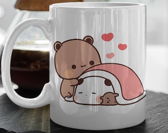 Bubu And Dudu Coffee Mug  Love Heart Cute Cartoon Pet  Love Hug Panda  Happy Valentine's Day Gift 11 oz Ceramic Mug Gift Valentines Gift