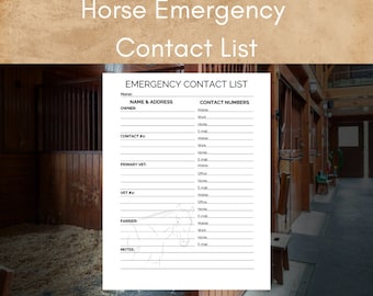 Horse Emergency Contact List | Equine Emergency | Important Contacts |