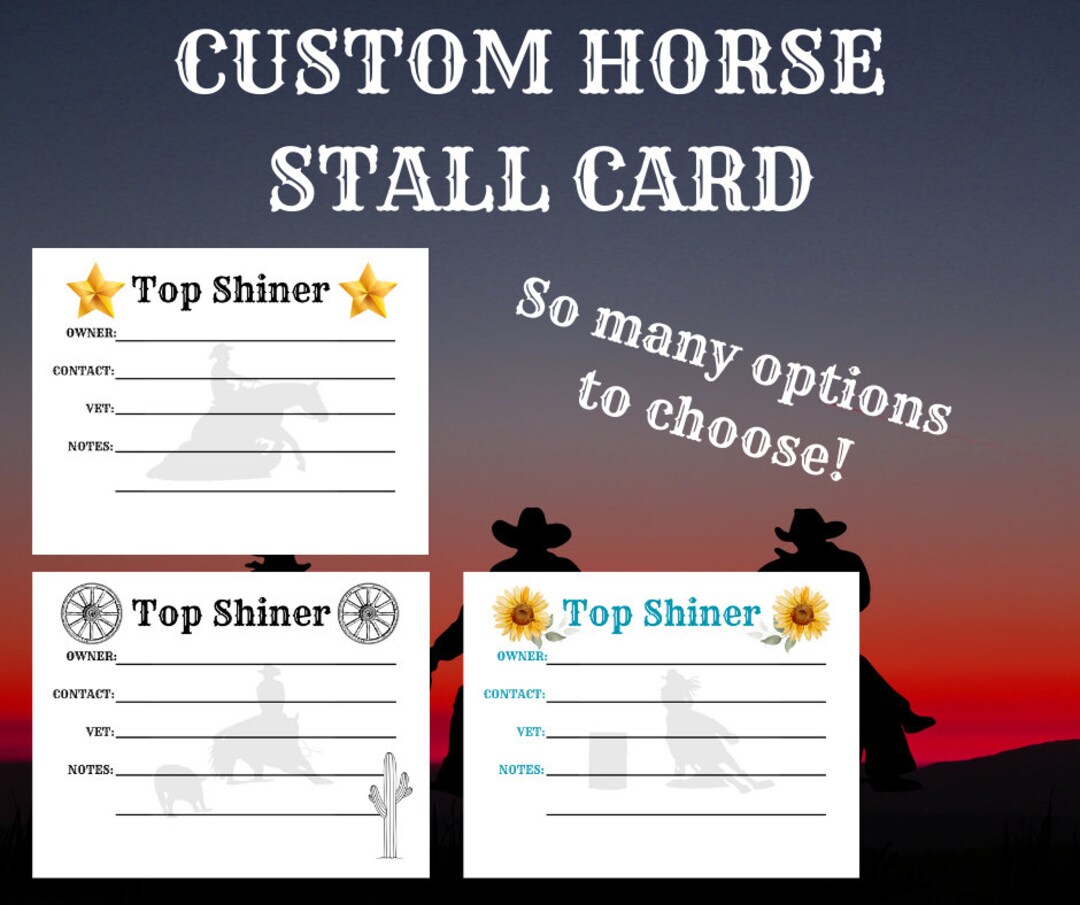 Custom Horse Stall Card Etsy