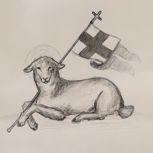 Lamb of God - *Digital Download* - Agnus Dei - Hand-drawn Vintage Art