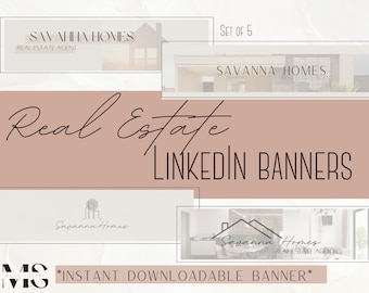 Modern & Minimal Real estate LinkedIn banner templates for professional and luxury realtors. Set of 5 social media profile banner templates