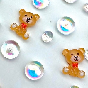 Kawaii Miniature Teddy Bear Cabochons | Cute Miniature Teddy Bear Charms | Cute | Kawaii | Craft Supplies | Decoden | Flatback Cabochons