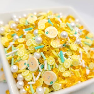 Zitronen-Thema Polymer Clay Scheiben Mix | Obst-Fimos | Fimo Mix | Polymer Clay Scheiben | Glitzer | Streuteile