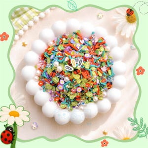Ladybug Garden Polymer Clay Slices Mix | Nature Fimos | Fimo Mix | Polymer Clay Slices | Glitter | Miniature Sprinkles
