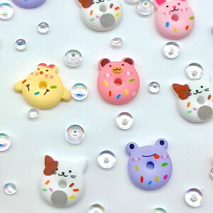 Assorted Animal Donut Cabochons | Animal Donut Charms | Cute | Kawaii | Craft Supplies | Decoden | Flatback Cabochons