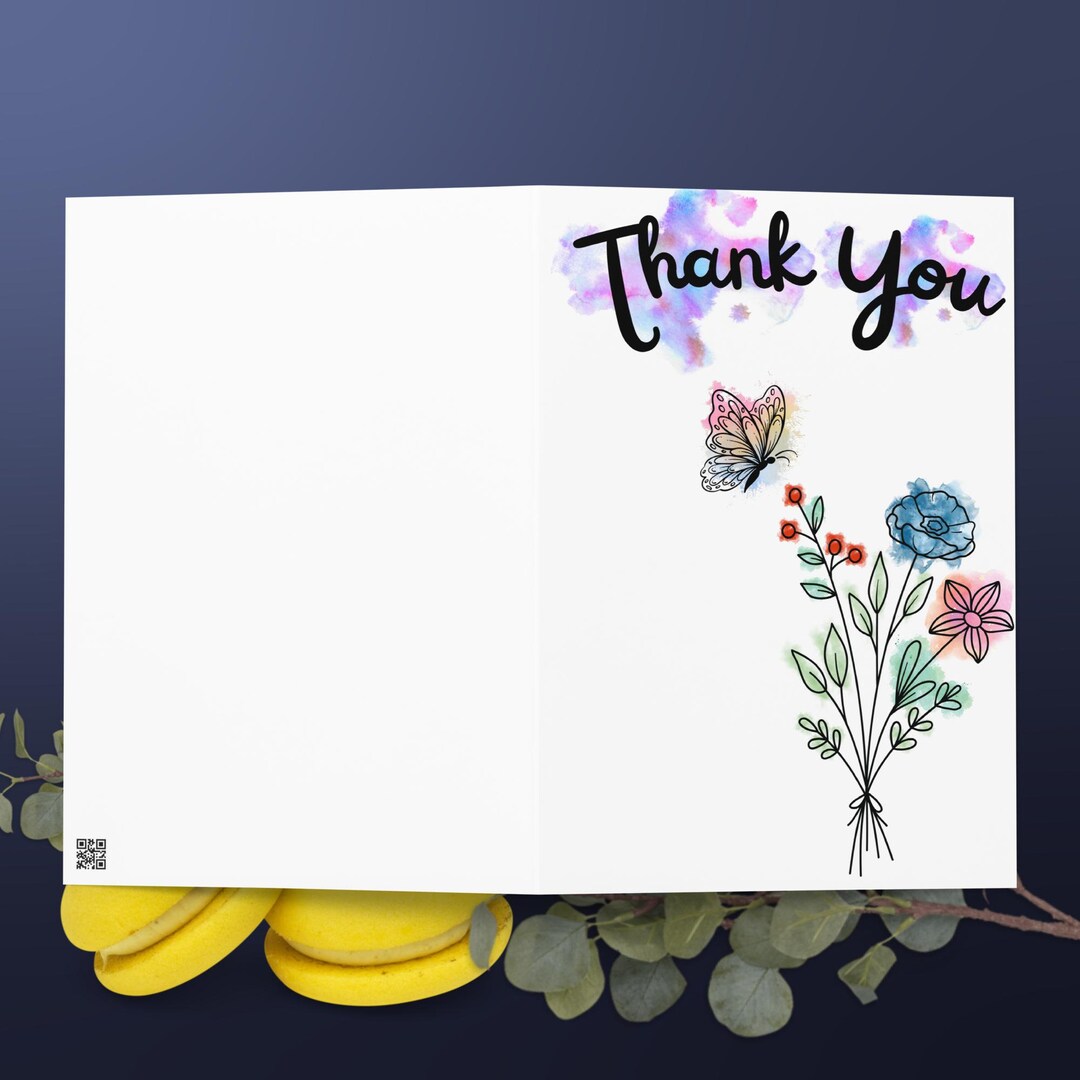 Floral Watercolor Thank You Card - Etsy