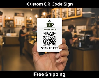 Custom QR Code Payment Sign: Scan to Pay, Social Media Follow, Leave a Review