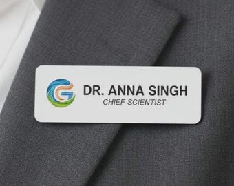 Custom Magnetic Name Tags with Logo - Full Color UV Printed Plastic Name Badges for Business, Work Uniform, Office, Realtor, Medical