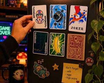 Balatro Joker Card Fridge Magnets: Pixel Art Video Game Decor