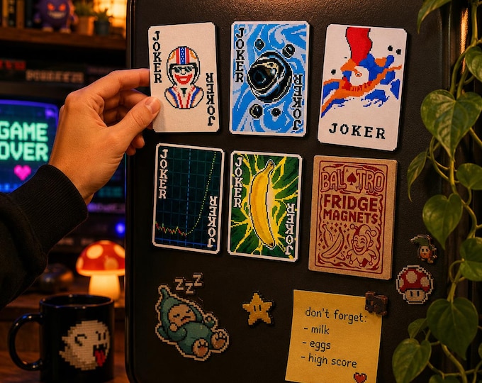 Balatro Joker Card Fridge Magnets: Pixel Art Video Game Decor