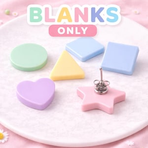 Acrylic Stud Earring Blanks, Circle Square Heart Star Triangle, Bulk Laser Cut Jewelry Supplies, 1/8” Cast Acrylic