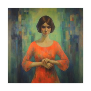 Woman in Red Dress Canvas Art Print: Modern Home Decor