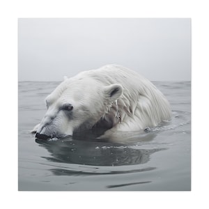 Polar Bear Canvas Print: Arctic Wildlife Wall Art Decor