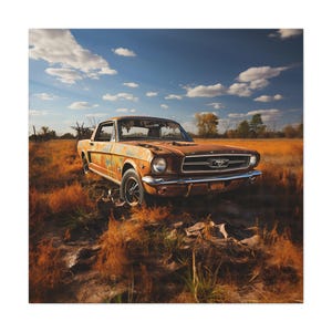 Vintage Ford mustang Leinwanddruck: Rustikales Auto Wandbild