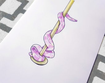 Pole Dance Snake Art Print | Pastel Exotic Dancer Gift