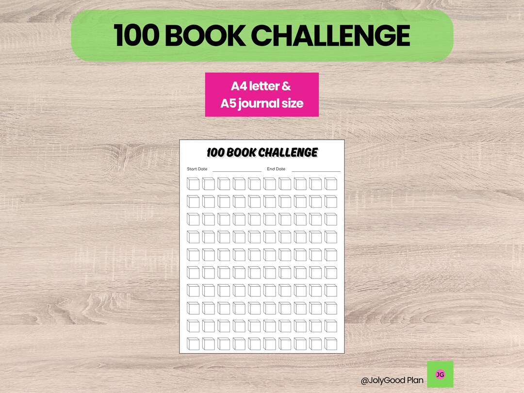 100 Book Reading Challenge | A5 Printable Journal | Reading Tracker ...