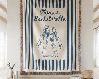 Personalized Woven Blanket Bachelorette, gift for bride, Custom Bridal Party Blanket