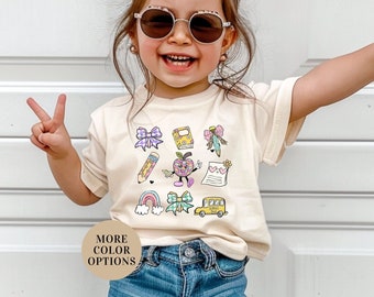 Kids Back To School Shirt, Coquette Style, First Day Outfit, Toddler School Tee