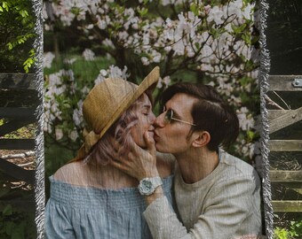Custom Photo Blanket, Personalized Woven Throw with Couple Picture, Anniversary Gift for Her, Romantic Keepsake, Memory Blanket Gift