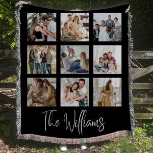 Custom Photo Blanket, Personalized Woven Cotton Throw, Picture Blanket for Mom, Memorial Gift for Grandma, Anniversary Photo Keepsake