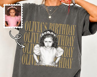 Comfort Colors Custom Photo Birthday Shirt, Personalized Picture Tee, Birthday Crew Gift