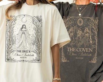 Custom Witchy Bachelorette Shirt, Personalized Celestial Bride and Coven Tee, Halloween Bach Party Gift