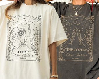 Custom Witchy Bachelorette Shirt, Personalized Celestial Bride and Coven Tee, Halloween Bach Party Gift