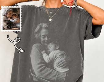 Personalized Grandma Photo Shirt, Custom Comfort Colors Grandkids Picture Tee, Birthday Gift for Grandma
