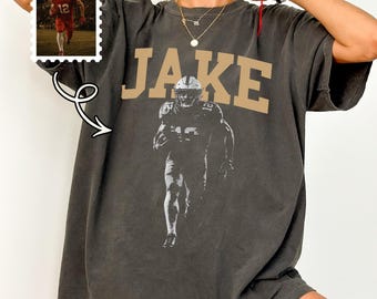 Custom Football Mom Shirt, Personalized Player Name and Photo Tee, Game Day Mom Gift