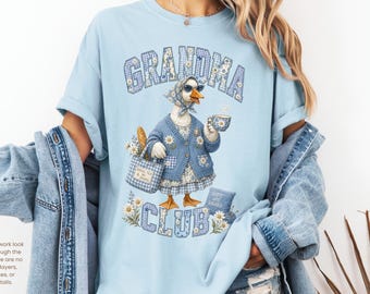 Grandma Club Shirt Comfort Colors, Floral Goose New  Grandma Tee, Cottagecore Granny Gift