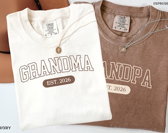 Grandma Grandpa Matching Shirt, Personalized Baby Announcement Tees, First Time Grandparent Gift, Reveal Shirt