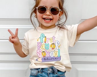 Custom First Day of School Shirt, Personalized Kids Name Back to School Tee