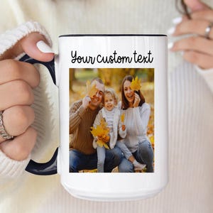 Custom Photo Mug With Text, Personalized Coffee Cup Gift For Him Her, Family Picture Mug, Anniversary Gift For Dad Mom, Customizable Mug