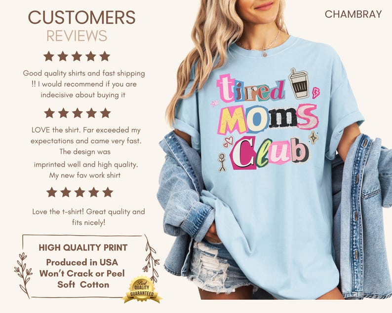 Comfort Colors® Tired Moms Club Shirt, Coffee Lover Gift For Mama, Mothers Day Gift afbeelding 7