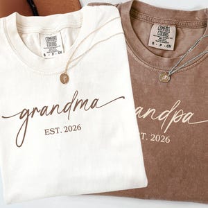 Grandma Grandpa Shirt, Grandparents Matching Shirts, Personalized Baby Announcement Tees, First Time Grandparent Gift, Matching Reveal Shirt