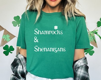 Shamrocks & Shenanigans, Funny St. Patrick's Day T-shirt, Irish Drinking Shirt, Parade Shirt, Green Beer Shirt, St. Paddy's day Tee shirt