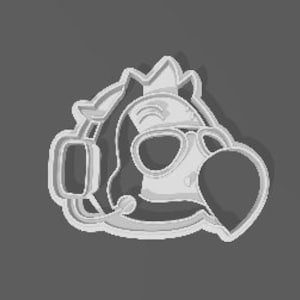 May include: A grayscale illustration of a dodo bird wearing aviator sunglasses and a headset. The dodo has a crown and is outlined in white, with a shadow effect. The image is set against a gray background.
