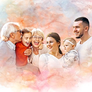 Add Person to Family Photo, Add Person to Photo, Add Deceased Loved one Photo, Memorial Painting with Deceased Loved Ones, Pastel Portraits zdjęcie 2