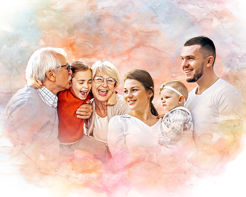 Add Person to Family Photo, Add Person to Photo, Add Deceased Loved one Photo, Memorial Painting with Deceased Loved Ones, Pastel Portraits zdjęcie 2