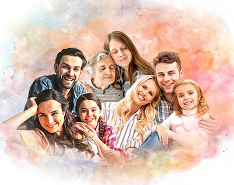 Family Memorial Portrait, Loved One Portrait From Photos, Add Loved One to Portrait, Add Deceased Loved one to Portrait, Combine Photos