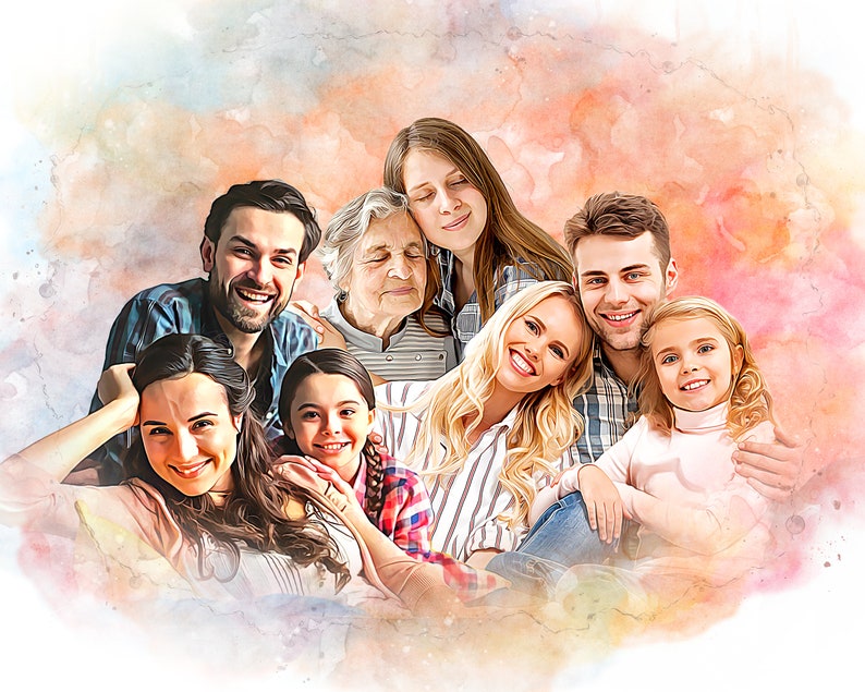 Add Person to Family Photo, Add Person to Photo, Add Deceased Loved one Photo, Memorial Painting with Deceased Loved Ones, Pastel Portraits zdjęcie 3