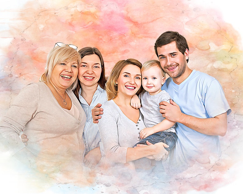 Add Person to Family Photo, Add Person to Photo, Add Deceased Loved one Photo, Memorial Painting with Deceased Loved Ones, Pastel Portraits zdjęcie 5