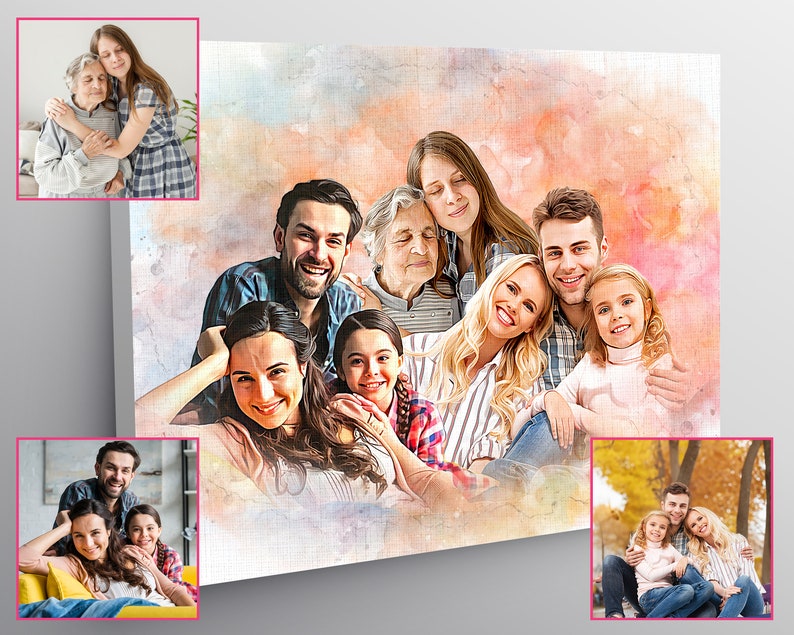 Add Person to Family Photo, Add Person to Photo, Add Deceased Loved one Photo, Memorial Painting with Deceased Loved Ones, Pastel Portraits zdjęcie 9