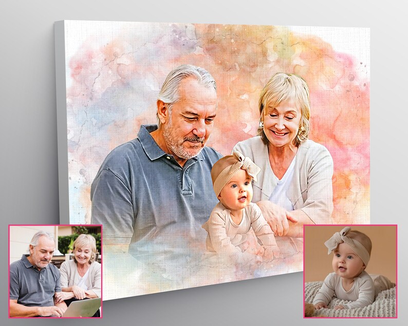 Add Person to Family Photo, Add Person to Photo, Add Deceased Loved one Photo, Memorial Painting with Deceased Loved Ones, Pastel Portraits zdjęcie 8