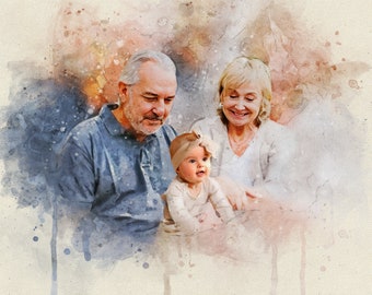 Add Person to Photo, Add Deceased Loved One, Custom Watercolor Family Portrait, Combine Different Photos, Gift for Family, Sentimental Gift