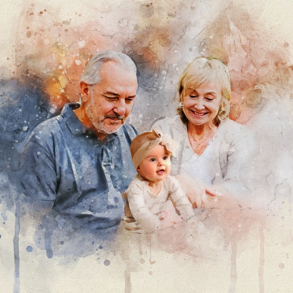 Add Person to Photo, Add Deceased Loved One, Custom Watercolor Family Portrait, Combine Different Photos, Gift for Family, Sentimental Gift