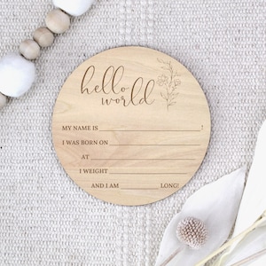 Baby Namensschild | Baby Ankündigung Schild mit Geburt Stats | Krankenhaus Name Reveal Schild | Personalisiertes Baby-Ankunfts-Zeichen | Baby Shower Geschenk