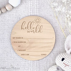 Baby Namensschild | Baby Ankündigung Schild mit Geburt Stats | Krankenhaus Name Reveal Schild | Personalisiertes Baby-Ankunfts-Zeichen | Baby Shower Geschenk