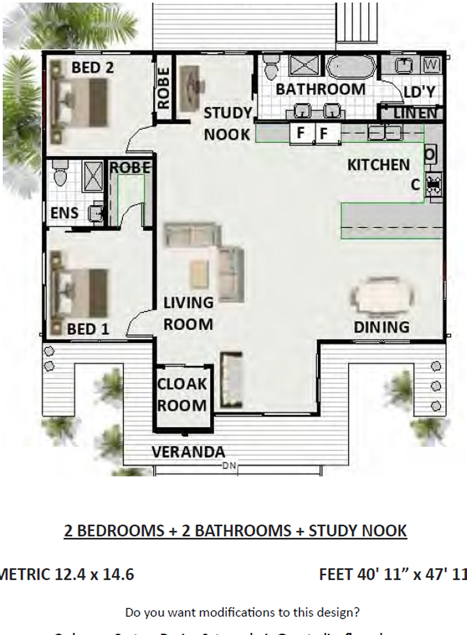 House Plan#154 NAN: 41' X 48' (12.4 X 14.6) Modern House Architectural ...
